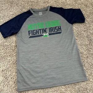 Notre Dame Fighting Irish Pro Edge Gray Navy Raglan T Shirt Mens Medium‎